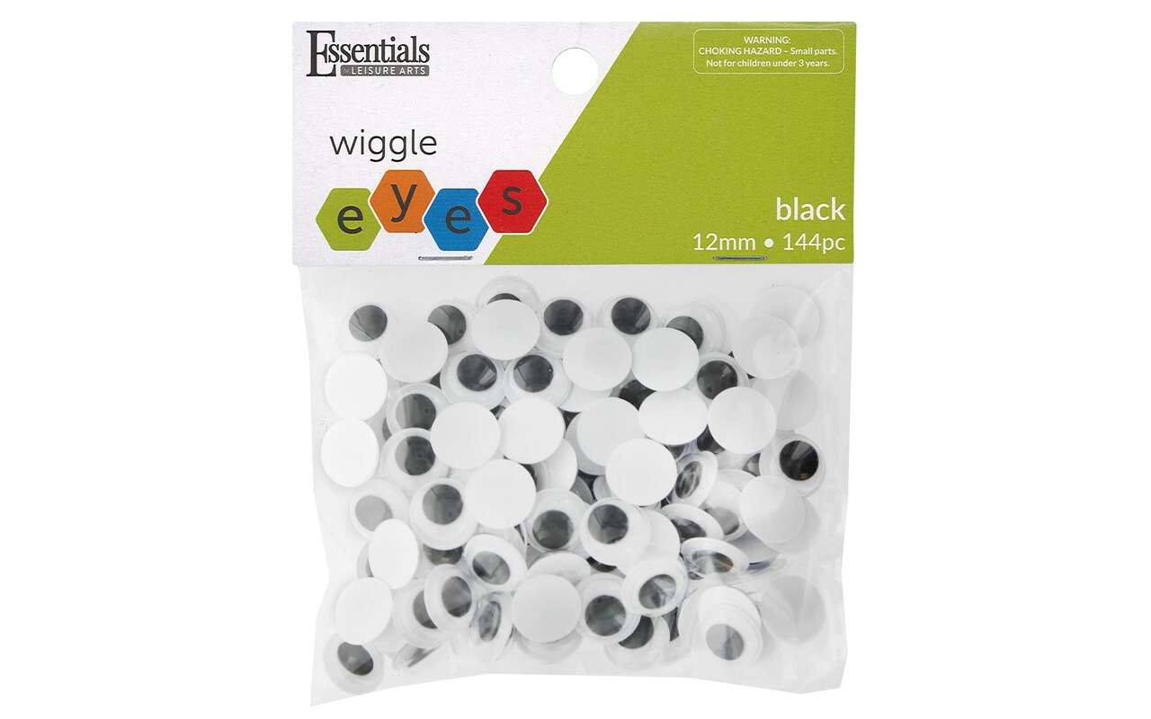 Essentials by Leisure Arts Eyes Paste On Moveable 12mm Black 144pc Googly  Eyes, Google Eyes for Crafts, Big Googly Eyes for Crafts, Wiggle Eyes,  Craft